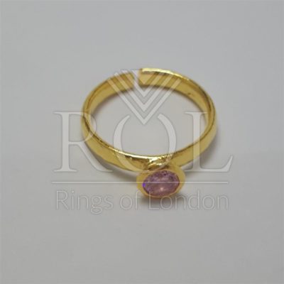 Pink Cubic Zirconia Gold Plated Sterling Silver Ring