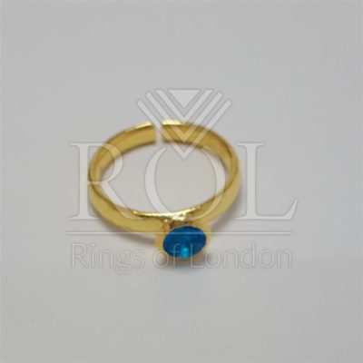 Blue Cubic Zirconia Gold Plated Sterling Silver Ring