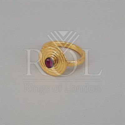 Red Cubic Zirconia Gold Plated Sterling Silver Ring