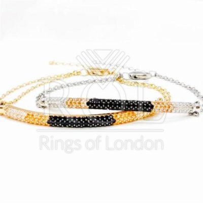 Clear Cubic Zirconia, Black Cubic Zirconia, Champagne Cubic Zirconia 925 Sterling Silver Bracelet