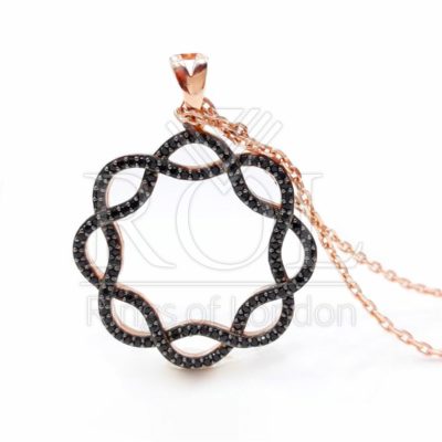 Black Cubic Zirconia 925 Sterling Silver Necklace