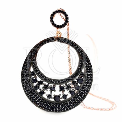 Black Cubic Zirconia 925 Sterling Silver Necklace