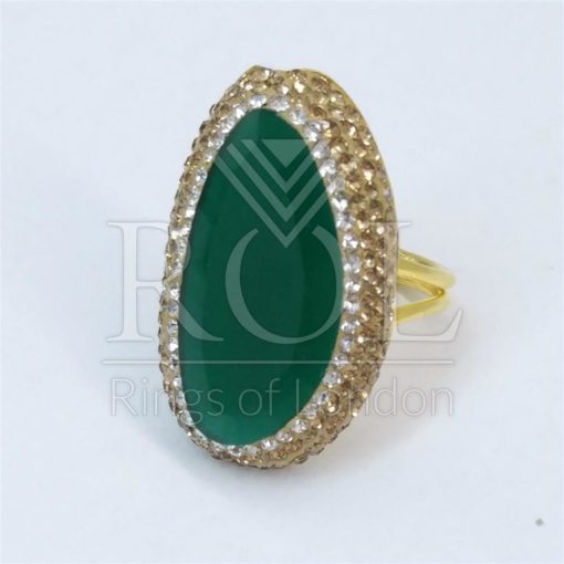 Green Cats Eye Gold Plated Sterling Silver Ring