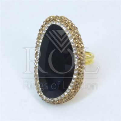 Black Cats Eye Gold Plated Sterling Silver Ring