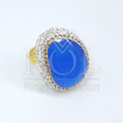 Blue Cats Eye Gold Plated Sterling Silver Ring