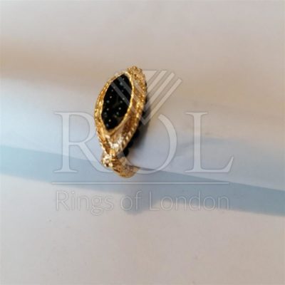 Black Agate Gold Plated Sterling Silver Ring
