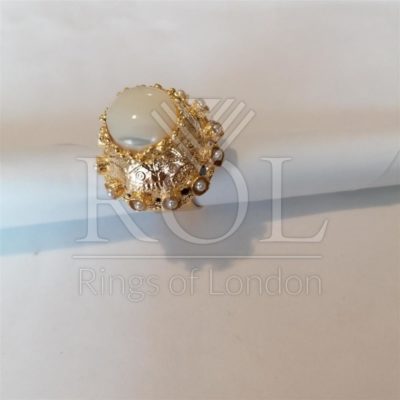 Mother of Pearl Gold Plated Sterling Silver Ring