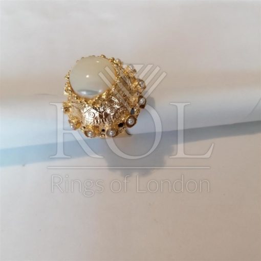 Mother of Pearl Gold Plated Sterling Silver Ring